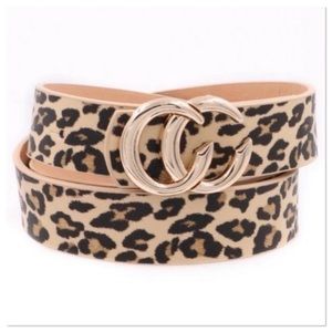 Taupe Leopard Vegan Leather Belt